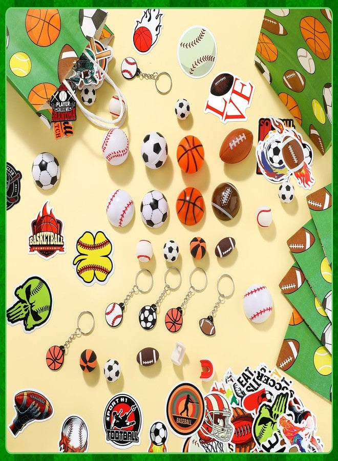 Aoriher 200 Pcs Sport Party Favors Set, Sport Party Gift Bag Fillers Foam Sports Balls Keychains Sticker Eraser Pull Back Cars for Baseball Basketball Football Soccer Birthday Gift(Sports Balls) - Image 5